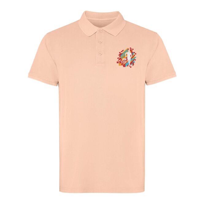 Teamkleidung Poloshirt Cobain Unisex – hellorange – mit Logo bedruckt 48h Express-Druck Gr. M