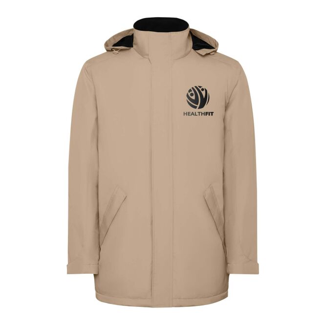 Corporate Fashion Parka America – dark sand – mit hochwertigem Stick 48h Express-Druck wasserabweisend mit Kapuze Gr. L