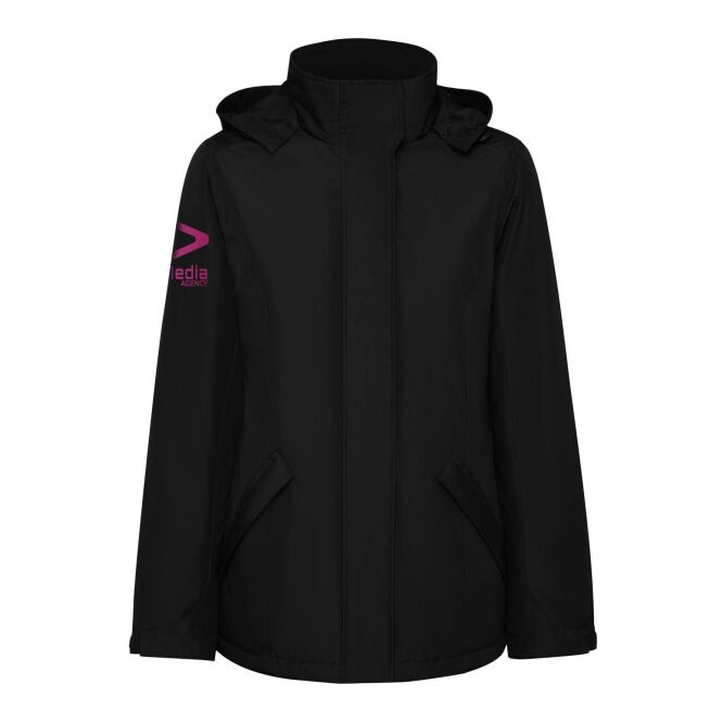 Corporate Fashion Parka America – schwarz – bestickt 48h Express-Druck wasserabweisend mit abnehmbarer Kapuze Gr. M
