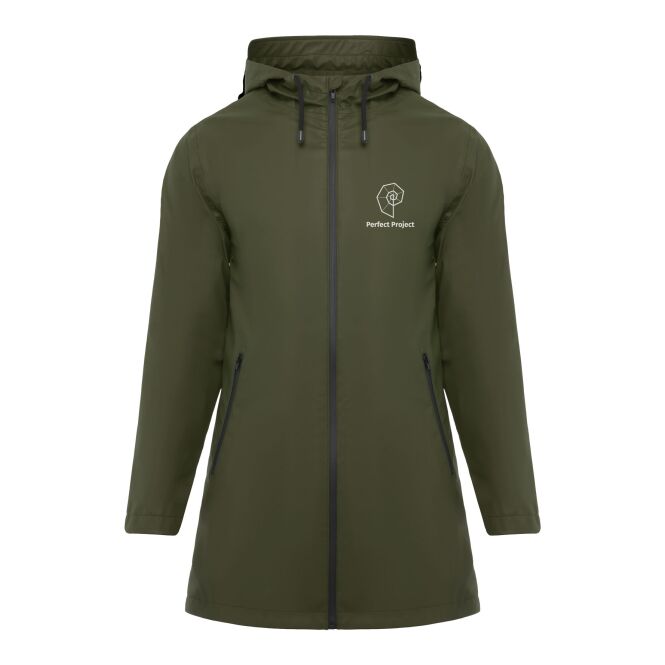 Firmenkleidung Regenmantel Sitka – dark military green – mit Logo bedruckt 48h Express-Druck Gr. XL