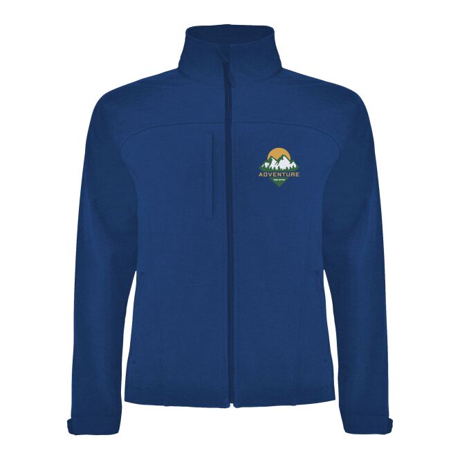 Firmenbekleidung Softshelljacke Rudolph – royalblau – bestickt 48h Express-Druck winddicht Gr. S