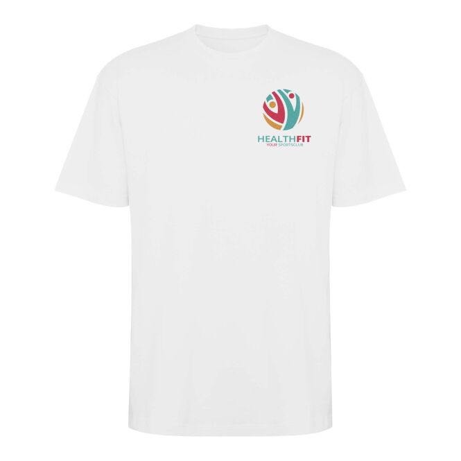 Werbeartikel Bull Oversize T-Shirt – weiss – mit Logo bedruckt 48h Express-Druck Gr. 2XL