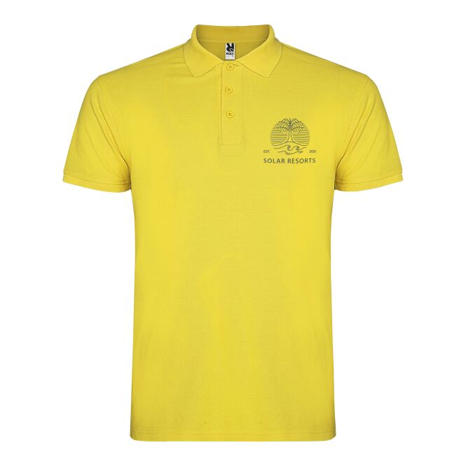 Mitarbeitergeschenk Star Poloshirt mit Express-Logodruck – S – Gelb – kurzärmeliges Oberteil für Unternehmen