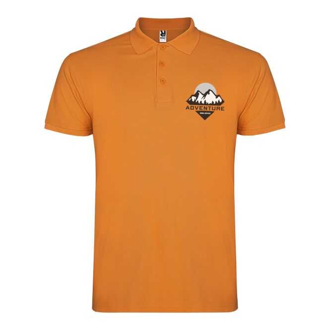 Mitarbeitergeschenk Star Poloshirt mit Express-Logodruck – S – Orange – Baumwoll-Oberteil für Firmenevents