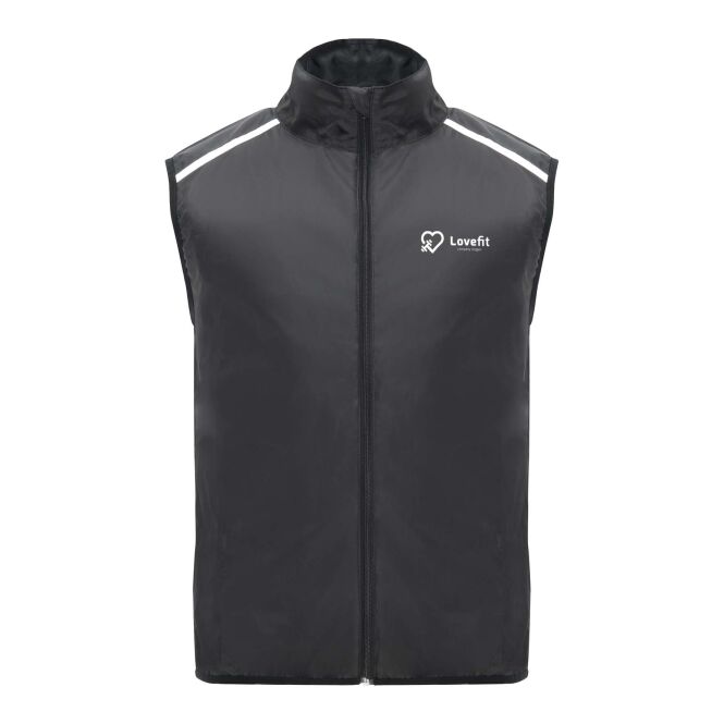 Mitarbeitergeschenk Laufweste Jannu – schwarz – mit 48h Express-Logodruck, winddicht, XL, atmungsaktive Funktionsweste für Firmen