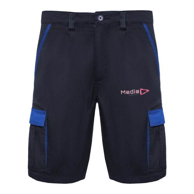 Arbeitskleidung Tahoe Arbeitsshorts – navy blue-royalblau – mit Logo bedruckt 48h Express-Druck Gr. XL