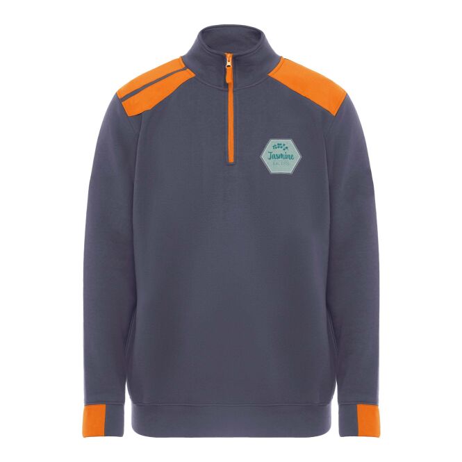 Teamkleidung Maverick Pullover mit halbem Reißverschluss – lead-orange – mit hochwertigem Stick 48h Express-Druck Gr. 2XL