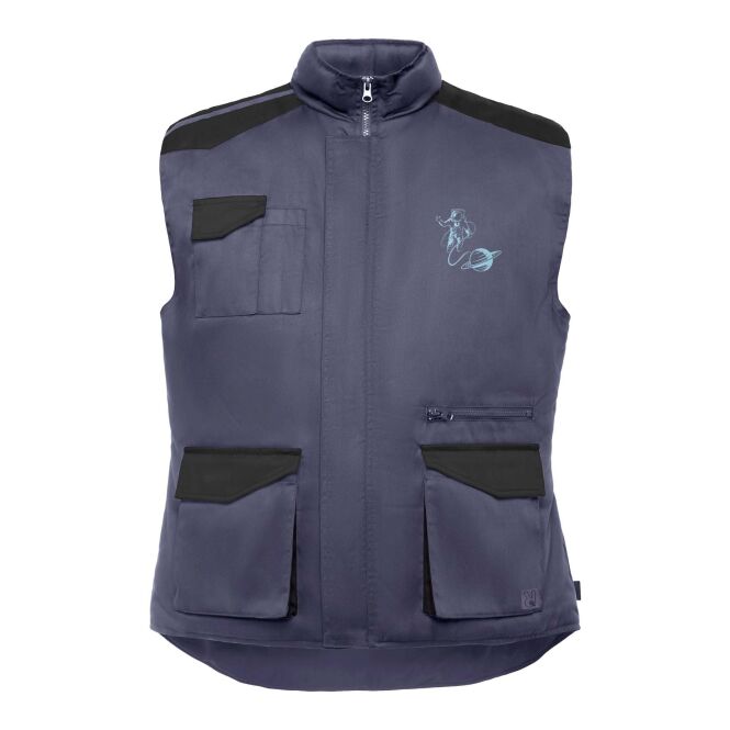 Arbeitskleidung Arbeitsweste Armada – lead-schwarz – mit Logo bedruckt 48h Express-Druck mit mehreren Taschen Gr. 3XL