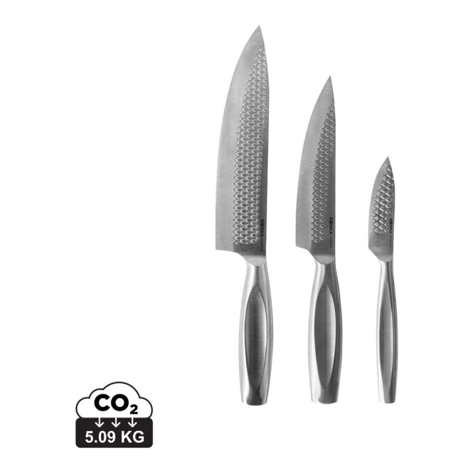 Firmengeschenk Küchenmesser Monaco+ 3er-Set mit Gravur – Stahl – hochwertiges Messerset für die professionelle Firmenküche