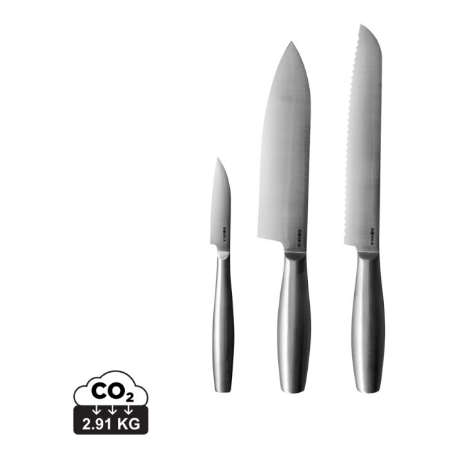 Firmengeschenk BOSKA Küchenmesser Copenhagen 3er-Set mit Gravur – Stahl – hochwertiges Messerset für die professionelle Küche
