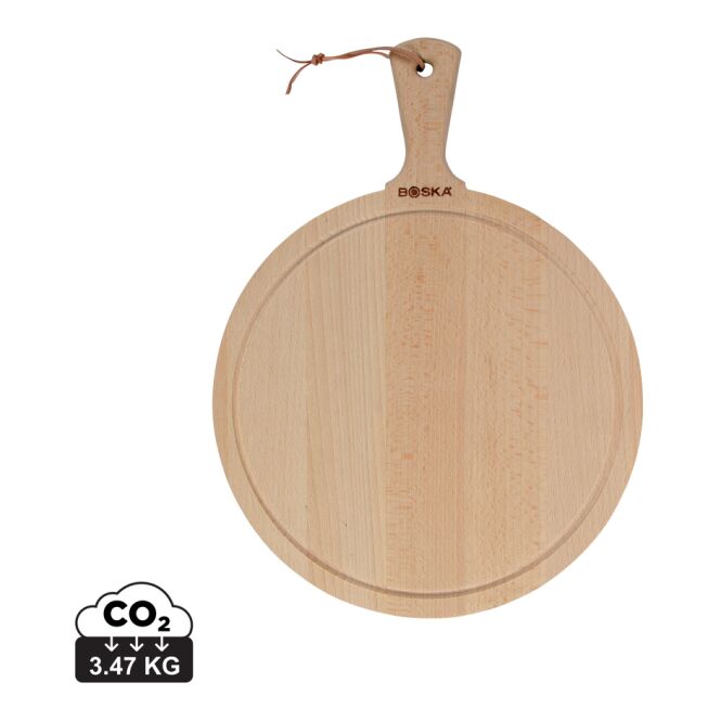 Firmengeschenk Servierbrett Round Amigo L mit Gravur – Braun – hochwertiges Servierbrett für Gastronomie und Büro