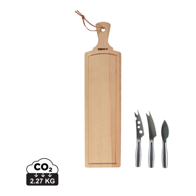 Firmengeschenk Käse-Set Amigo mit Gravur – braun-Stahl – kulinarisches Präsent für Geschäftspartner und Kunden