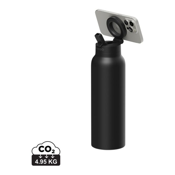 Firmengeschenk Thermosflasche RINGO Pro MagSafe – schwarz – mit Logodruck 710 ml doppelwandig auslaufsicher für den Außendienst