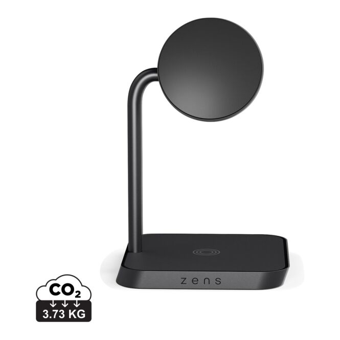 Mitarbeitergeschenk Zens Office Charger 2 mit Gravur – kabellose Ladestation aus Zinklegierung – Schwarz – nützliches Technik-Gadget fürs Büro