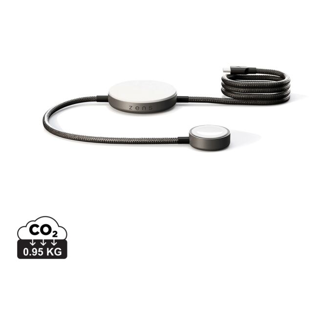Premium-Werbegeschenk Zens Office Charger 2 mit Lasergravur – Qi2-zertifiziert – Schwarz – kabellose Ladestation für Firmen & Büro