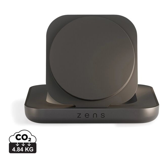 Premium-Werbeartikel Wireless Charger Zens Magnetic Nightstand – schwarz – mit Logo bedruckt Qi2-Standard für das Homeoffice