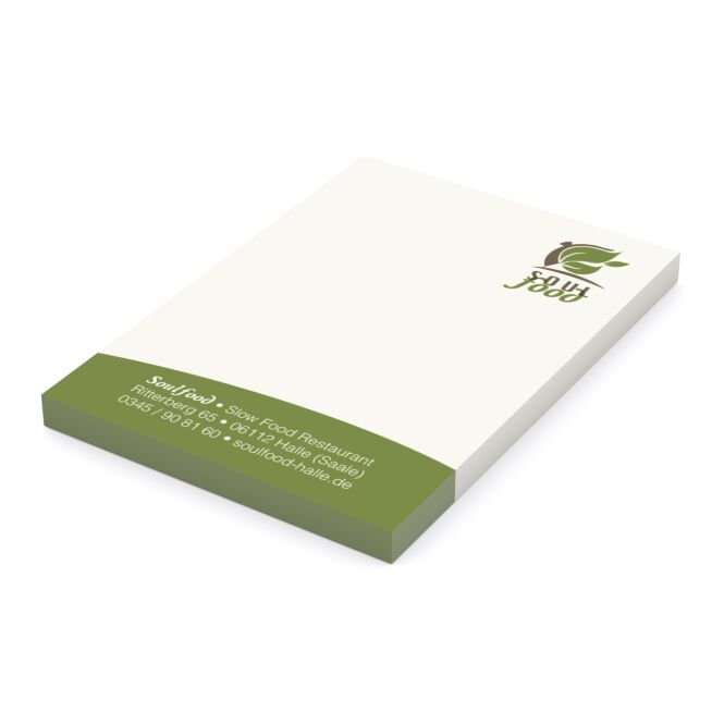 Werbeartikel Haftnotiz Basic Recycling mit Logodruck 50x72mm 50 Blatt – nachhaltiger Notizblock für umweltbewusste Büros und Firmen