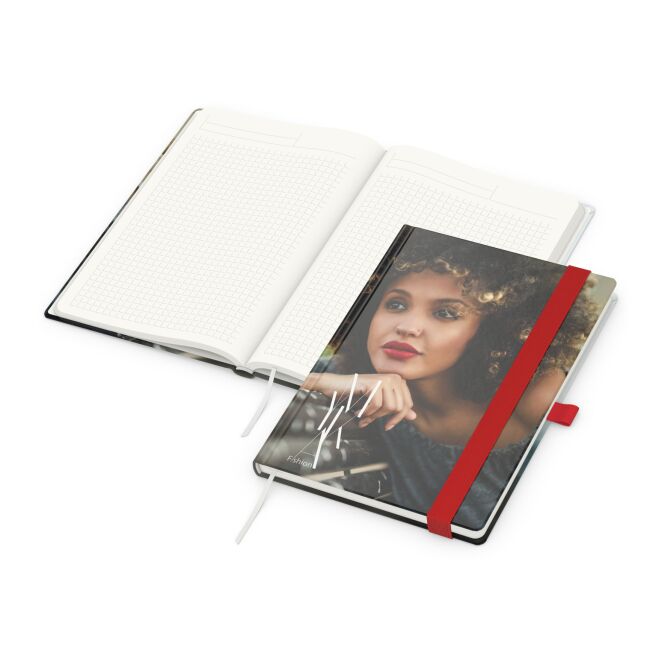 Firmengeschenk Notizbuch Match-Book – rot – mit individuellem Werbedruck 192 Seiten 100% Altpapier DIN A5 nachhaltiges Journal