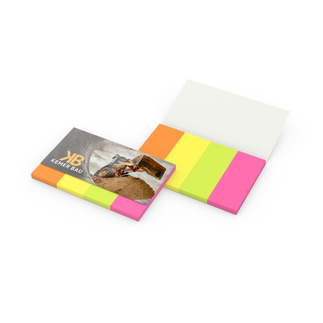 Werbeartikel Haftmarker-Set Brillant mit Logodruck 80x51 mm – Bürobedarf für Messen und Firmen
