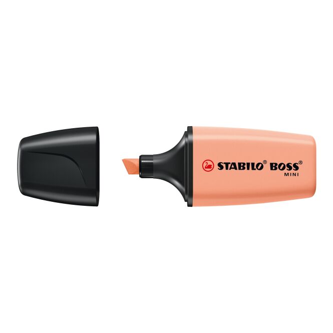Streuartikel STABILO BOSS MINI Pastel Leuchtmarkierer – orange – mit Logo bedruckbar für den Büroalltag