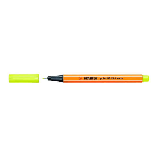 Werbeartikel STABILO point 88 Mini Fineliner – neongelb – mit Logo bedruckt für den Büroalltag