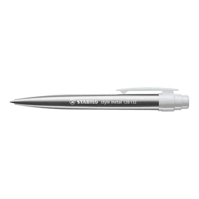 Premium-Werbeartikel STABILO style metal – silber/grau – mit Gravur Druckkugelschreiber mit Jumbomine für den Büroalltag