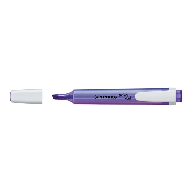 Werbegeschenk STABILO swing cool Textmarker – violett – mit Logo bedruckt für den Büroalltag