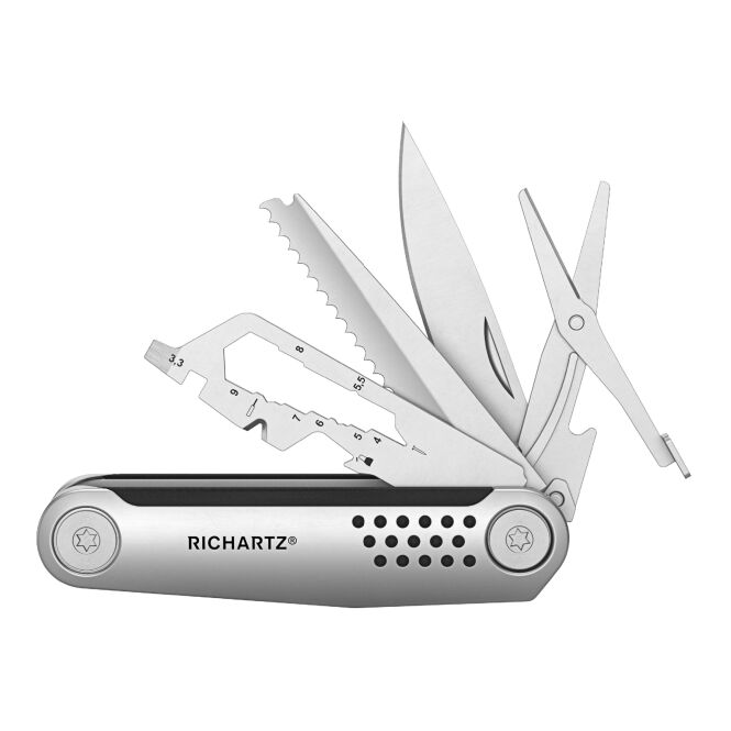 Firmengeschenk Taschenmesser Struktura 15+ mit Lasergravur – Silber – multifunktionales Werkzeug für Mitarbeiter und Kunden