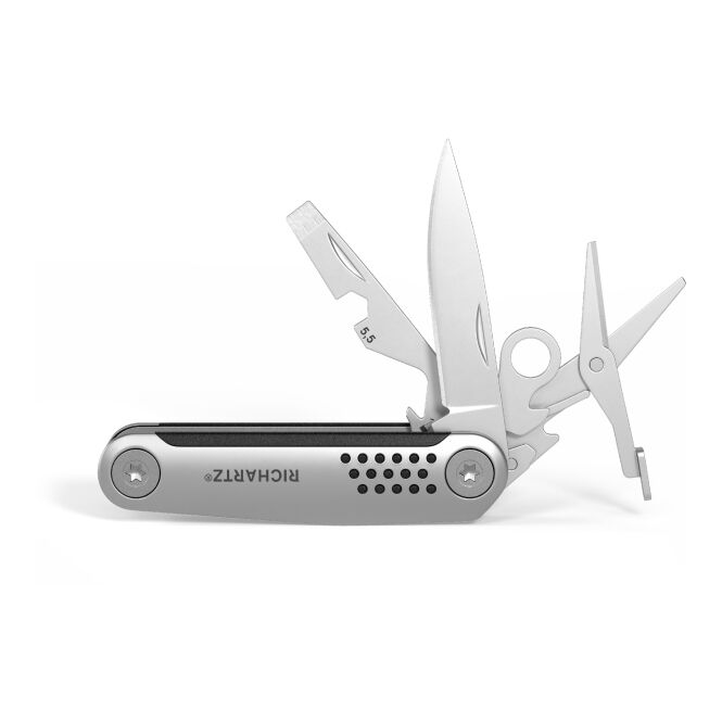 Firmengeschenk Richartz Struktura Taschenmesser 8+ mini mit Gravur – Silber – nützliches Multi-Tool für Outdoor und Büro