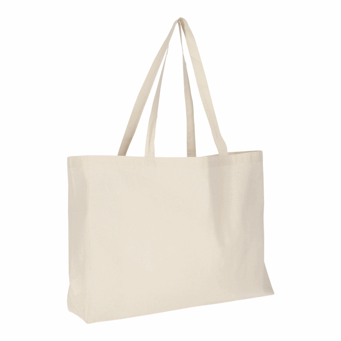 Werbeartikel TEXXILLA Cotton-Shopper mit Logodruck – OEKO-TEX zertifiziert – Beige – Tragetasche aus Baumwolle für Messen und Firmenevents