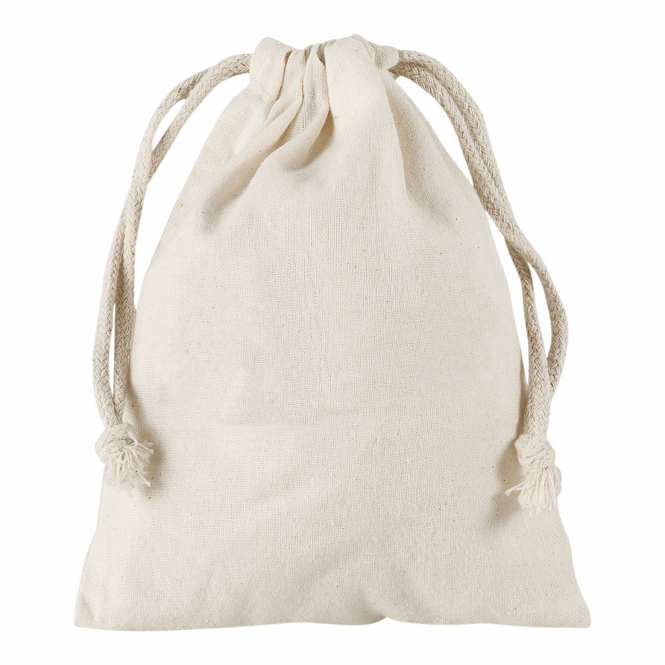 Messe-Giveaway TEXXILLA Zuziehbeutel mit Logodruck – Beige – nachhaltige Baumwolltasche für Firmen und Events
