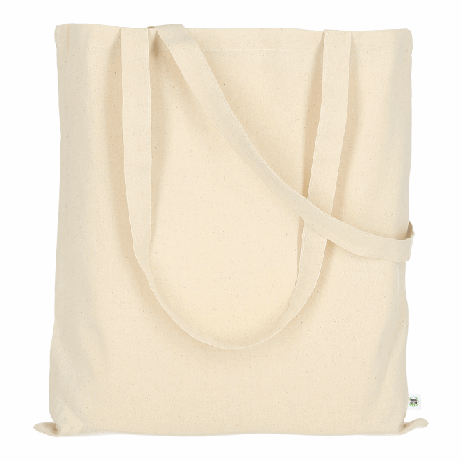 Werbeartikel TEXXILLA Baumwolltasche mit Logodruck – Beige – OEKO-TEX zertifizierte Tragetasche aus Bio-Baumwolle für Messen und Firmenevents