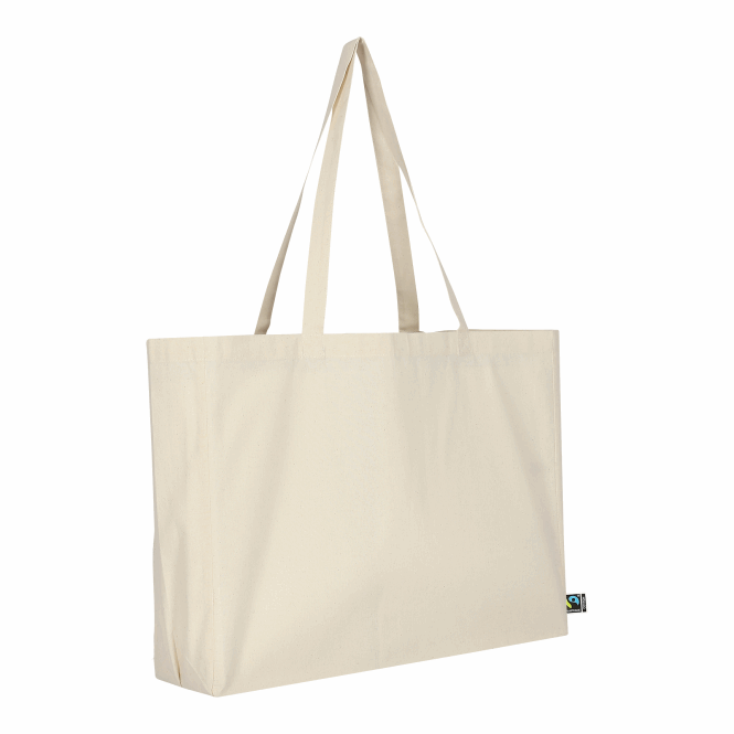 Werbeartikel Cotton-Shopper mit Logodruck – 48x36 cm Oeko-Tex – Beige – nachhaltige Tragetasche für Firmen und Messen