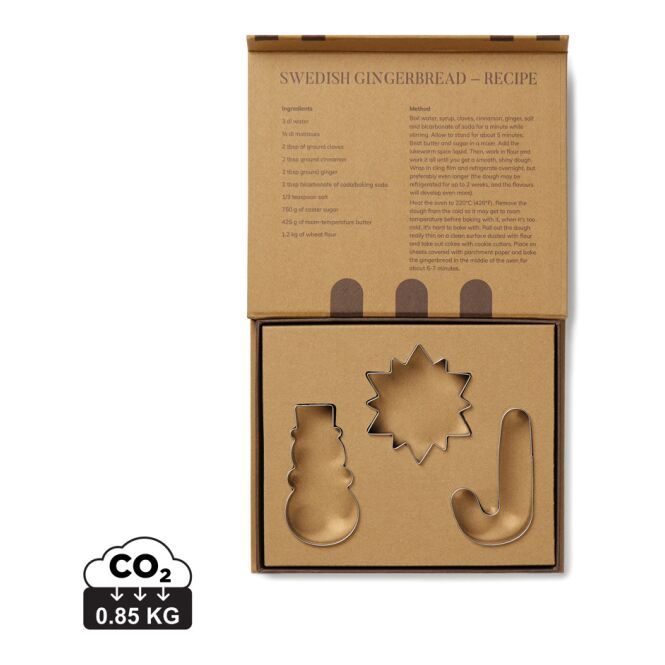 Firmengeschenk VINGA Classic Ausstechformen 3er-Set mit Logodruck – Grau – Langlebiges Backzubehör aus Edelstahl für Kunden und Mitarbeiter