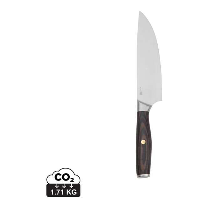 Firmengeschenk Tara Kochmesser mit Gravur – Stahl-braun – hochwertiges Küchenutensil für Profiköche aus 21 cm RCS recyceltem Stahl