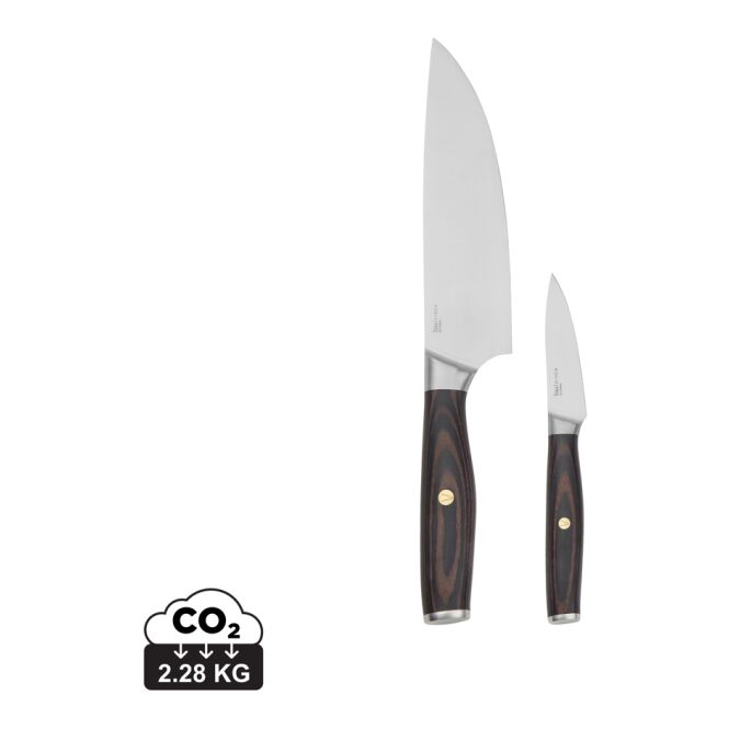 Firmengeschenk Vinga Tara Chef-Set mit Gravur – RCS recycelter Stahl – Stahl-schwarz – hochwertiges Messerset für Küche und Gastronomie