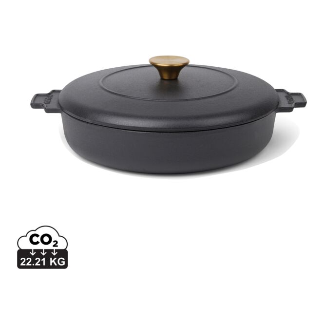 Firmengeschenk Monte Heritage Schmortopf 2,5 L mit Gravur – Schwarz – gusseisernes Kochgeschirr für gehobene Küche und Gastronomie