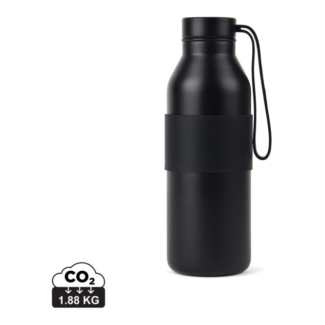 Mitarbeitergeschenk Vinga Niro Edelstahlflasche mit Gravur – Schwarz – isolierte 500ml Trinkflasche für Firmen und Büro