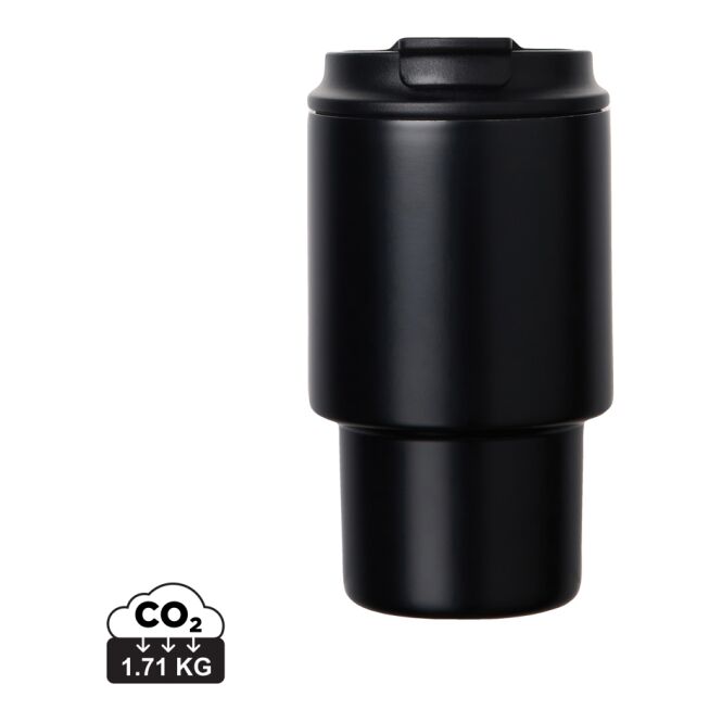 Firmengeschenk Nagano To-Go-Becher mit Gravur – Schwarz – isolierter Edelstahlbecher für Mitarbeiter und Büro