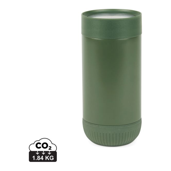Firmengeschenk Erie Thermobecher mit Gravur – 350ml auslaufsicher – Grün – isolierter Edelstahlbecher für Mitarbeiter und Kunden