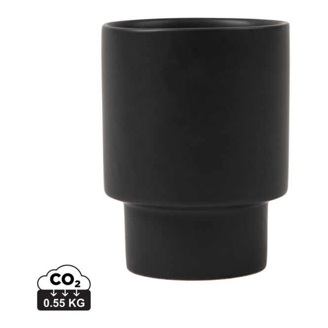 Firmengeschenk Nagano Becher mit Logodruck – Schwarz – recycelter Kaffeebecher für Büro und Konferenz