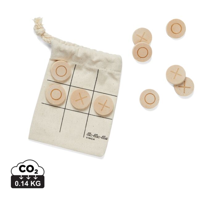 Werbeartikel Tic-Tac-Toe Mini-Spiel mit Logodruck – Braun – FSC-Holz Spiel für Konferenzen und Büros