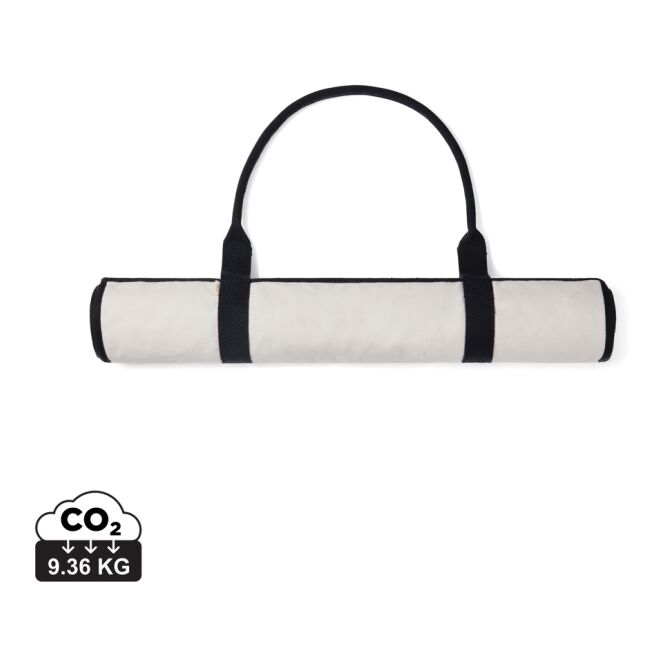 Werbeartikel Vinga Volonne Strandmatte mit Logodruck – off white-schwarz – nachhaltige Textilunterlage für Outdoor Events und Firmen