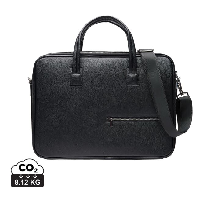 Firmengeschenk Bermond Laptop-Tasche mit Logodruck – Schwarz – recycelte Businesstasche für 15 Zoll Geräte