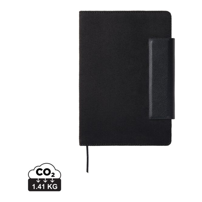 Kundengeschenk Notizbuch VINGA Marlow – schwarz – mit Logo geprägt DIN A5 nachhaltig recycelt für Meetings & Konferenzen