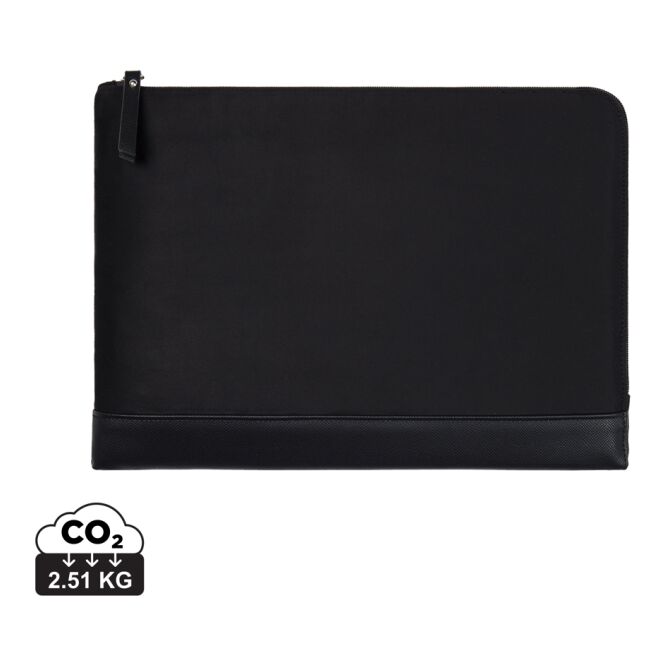 Mitarbeitergeschenk Marlow 16 Zoll Laptoptasche mit Logodruck – RCS recyceltes Polyester – Schwarz – gepolsterte Schutzhülle für Business
