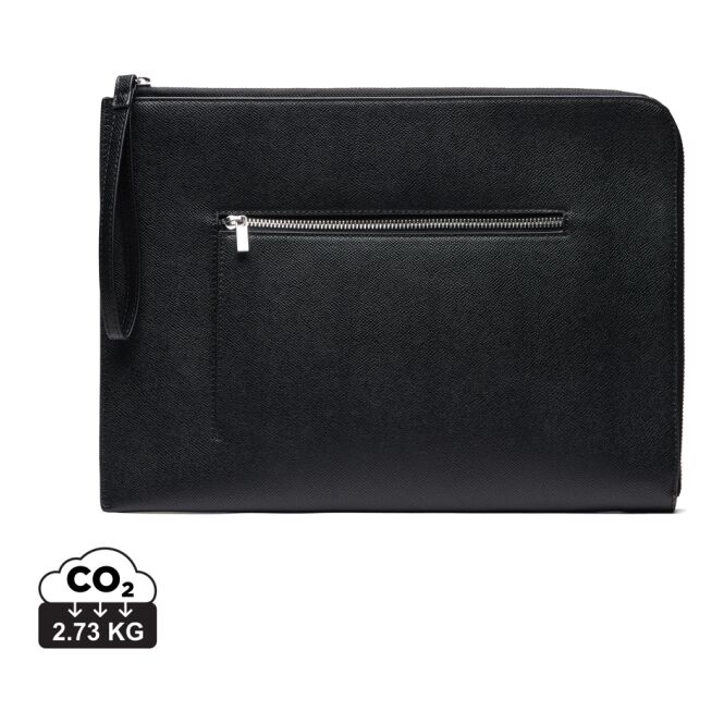 Mitarbeitergeschenk Bermond 14 Zoll Laptop-Sleeve mit Logodruck – Schwarz – recycelte Laptoptasche für Büro und Außendienst