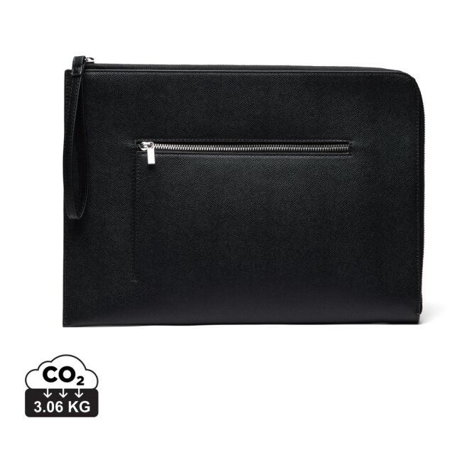 Firmengeschenk Bermond 16 Zoll Laptop-Sleeve mit Logodruck – Schwarz – recycelte Tasche für Business und Office
