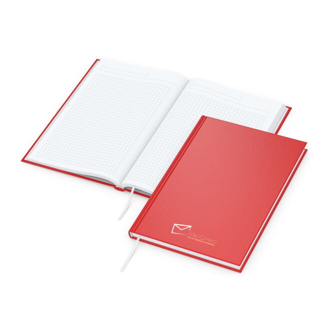 Werbeartikel Notizbuch Note-Book x.press – rot – mit Logo bedruckt DIN A5 für den Büroalltag