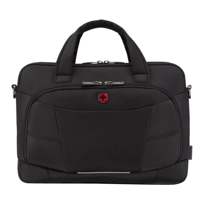 Firmengeschenk Wenger Altair Brief 14-16 Zoll Laptop-Aktentasche mit Logodruck – Schwarz – schützende Business-Tasche mit Organizer
